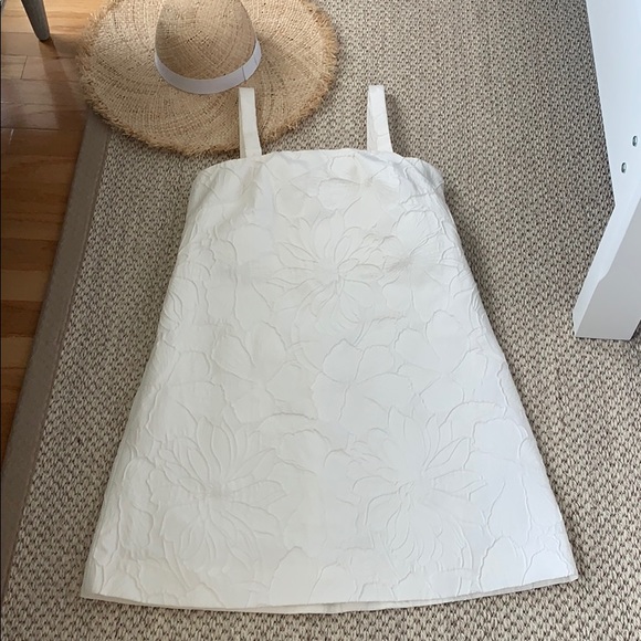JCREW Party White Embossed Floral Dress 8 - Picture 5 of 15